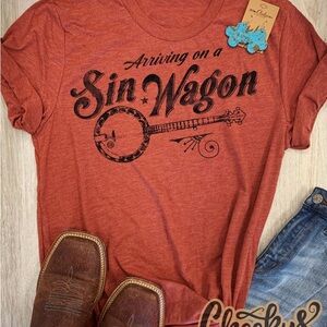 Arriving on a Sin Wagon Tee